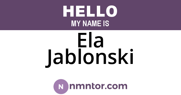 Ela Jablonski