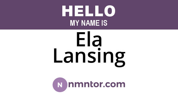 Ela Lansing