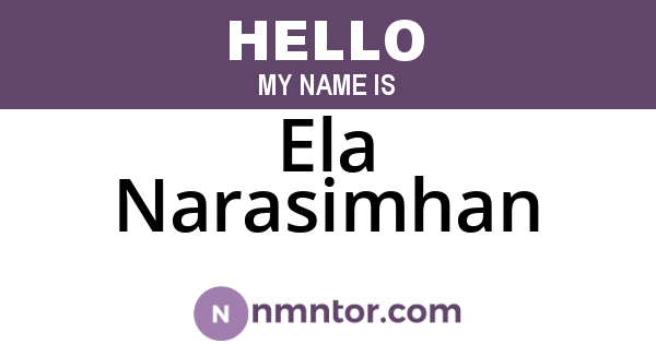 Ela Narasimhan