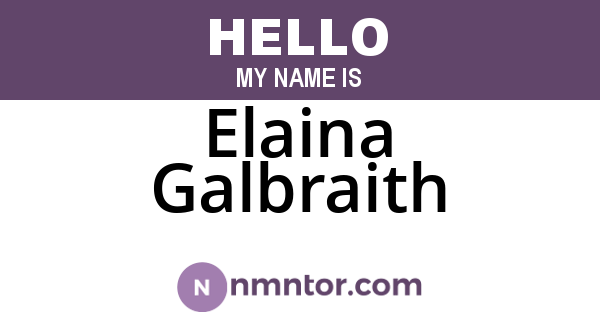 Elaina Galbraith