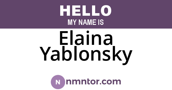 Elaina Yablonsky