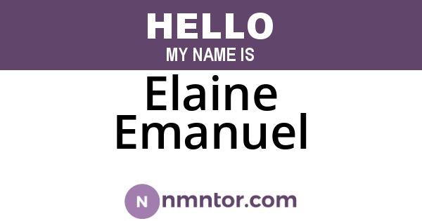 Elaine Emanuel