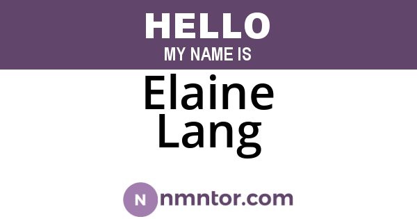 Elaine Lang
