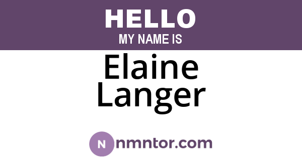 Elaine Langer