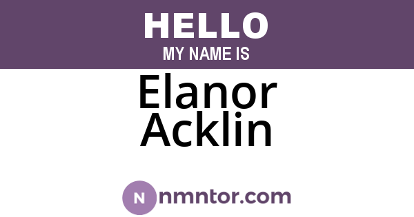 Elanor Acklin