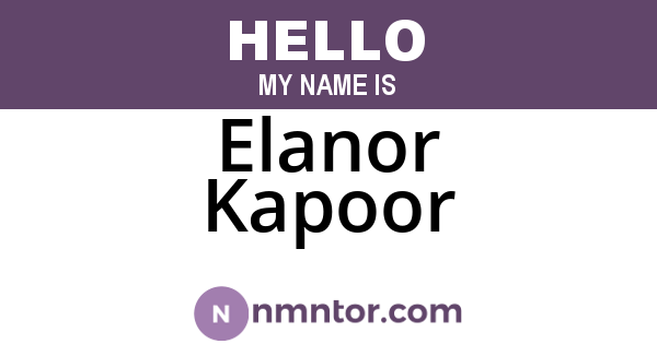 Elanor Kapoor