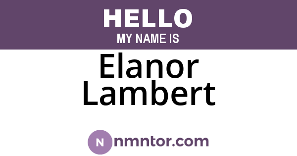 Elanor Lambert