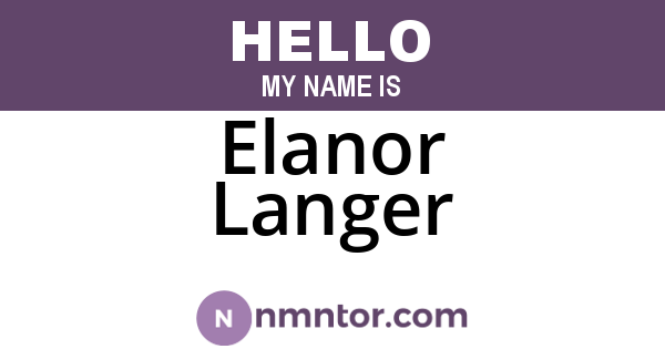 Elanor Langer
