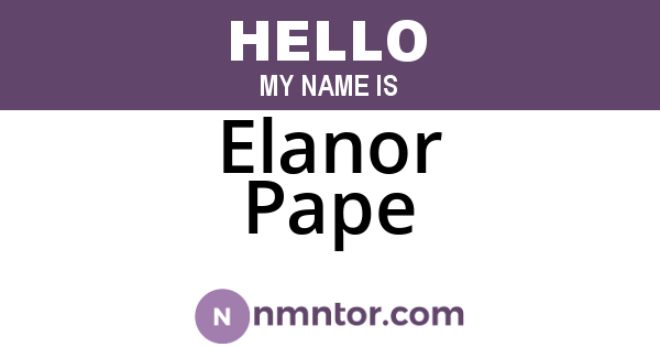 Elanor Pape