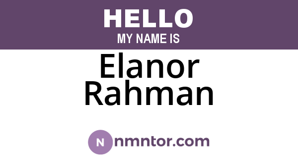 Elanor Rahman
