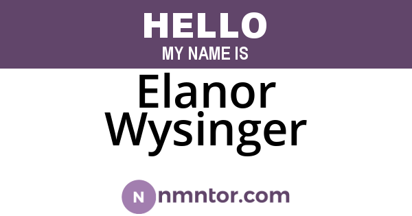 Elanor Wysinger