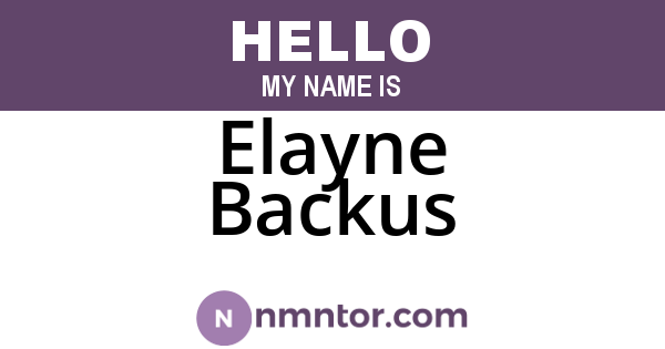 Elayne Backus