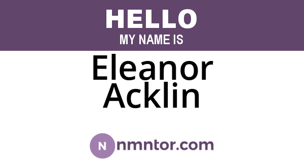 Eleanor Acklin