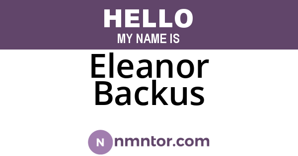Eleanor Backus