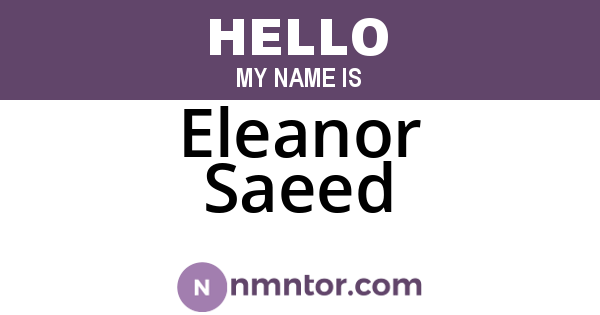 Eleanor Saeed