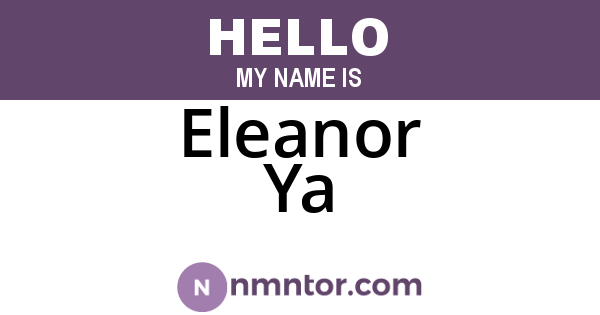 Eleanor Ya