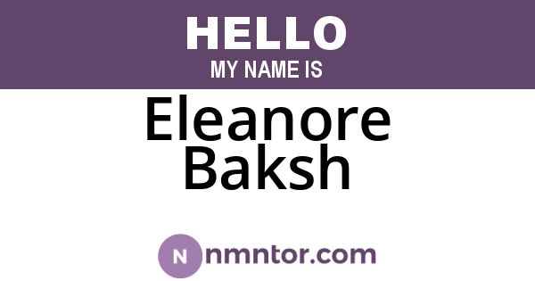 Eleanore Baksh