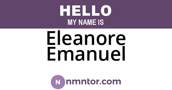 Eleanore Emanuel