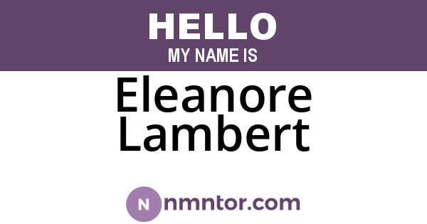 Eleanore Lambert