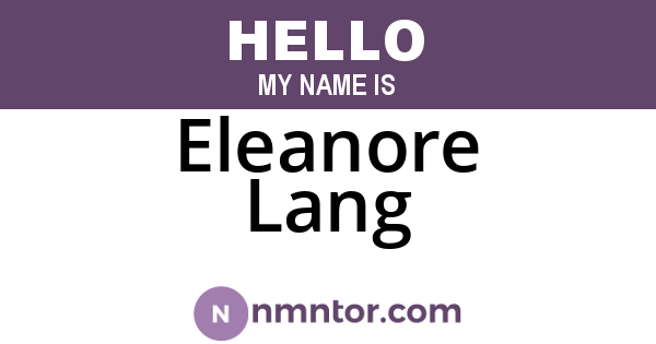 Eleanore Lang