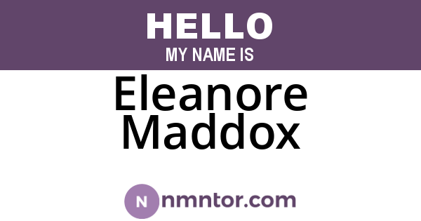 Eleanore Maddox