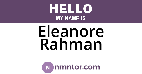 Eleanore Rahman