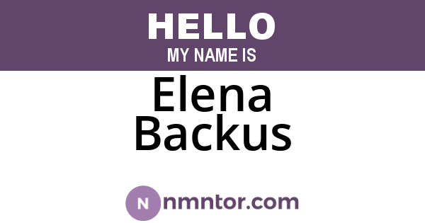 Elena Backus