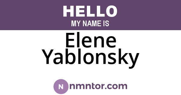 Elene Yablonsky