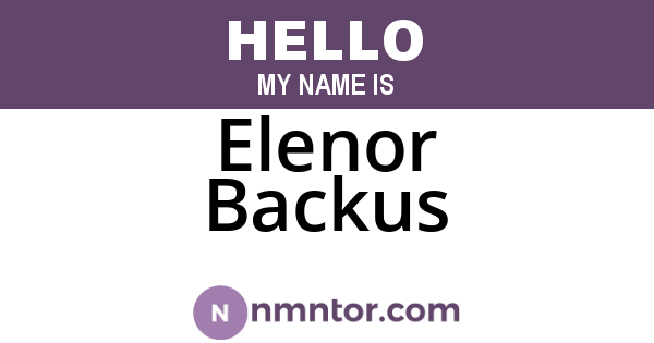Elenor Backus