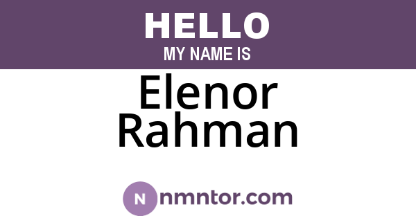 Elenor Rahman