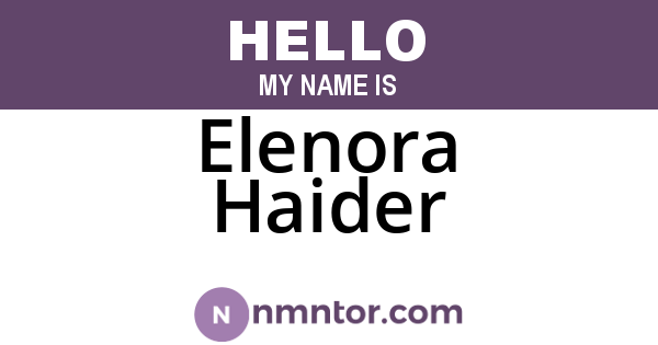 Elenora Haider