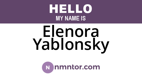 Elenora Yablonsky