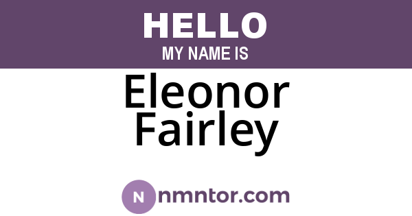 Eleonor Fairley