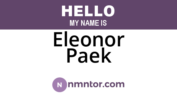 Eleonor Paek