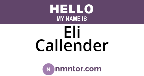 Eli Callender