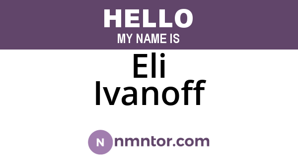 Eli Ivanoff