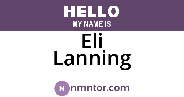 Eli Lanning