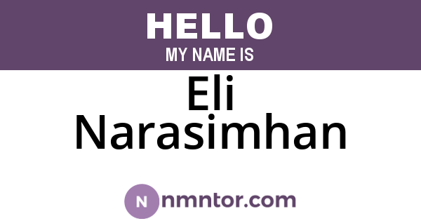 Eli Narasimhan