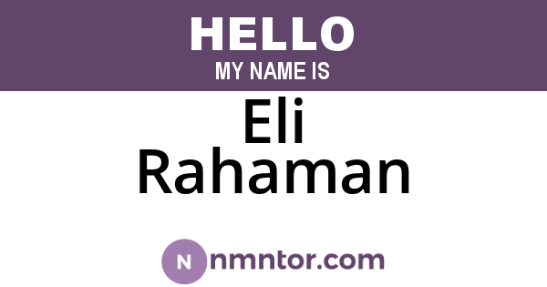 Eli Rahaman