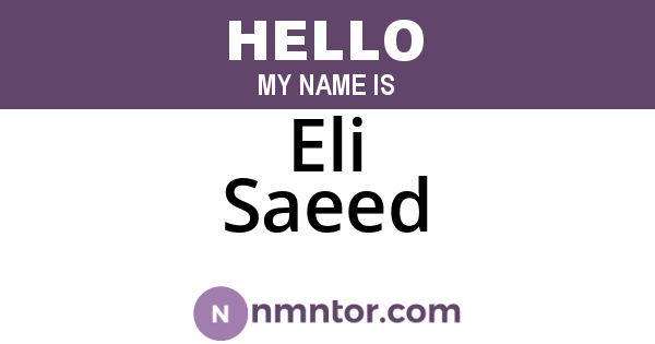 Eli Saeed