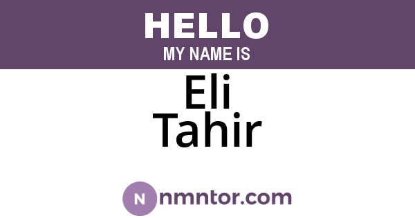 Eli Tahir