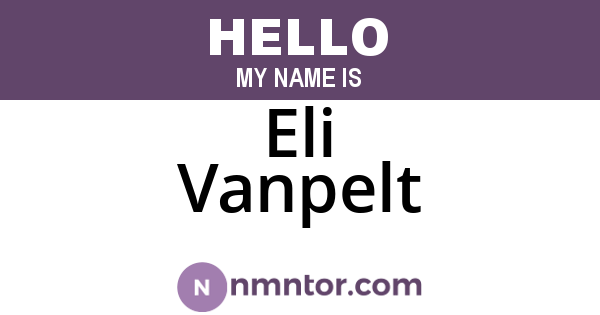Eli Vanpelt