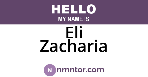 Eli Zacharia