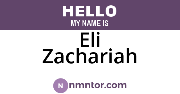 Eli Zachariah