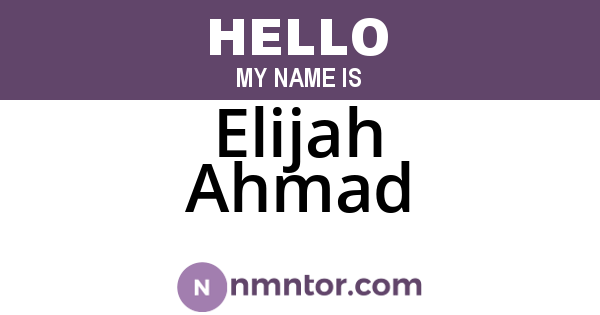 Elijah Ahmad