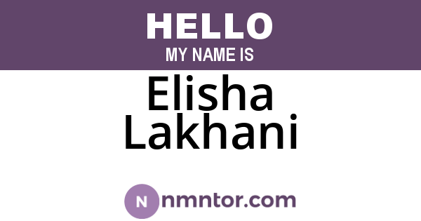Elisha Lakhani