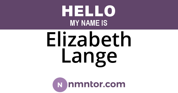Elizabeth Lange