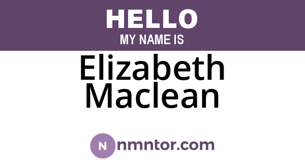 Elizabeth Maclean