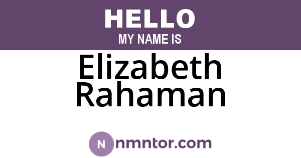 Elizabeth Rahaman