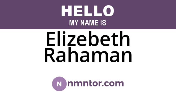 Elizebeth Rahaman